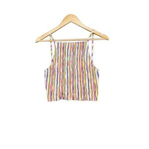 Zara Multicolor Striped Ruched Cropped Tank, M
